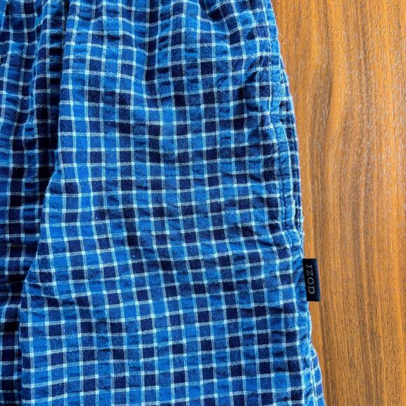 IZOD Navy Blue Checkered Drawstring Sleep Shorts Men's Size Medium 100% Cotton - Picture 8 of 8